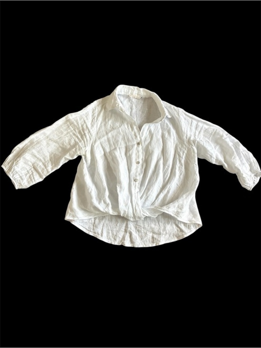 Milio Milano Linen Button Shirt Italy White Cottage Coastal M